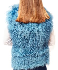 tibetan lambskin vest turquoise back hair down