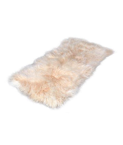 Tibetan Sheepskin Rug Beige with White Tips - Engel Worldwide