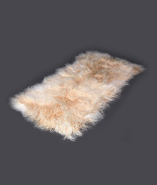 Tibetan Sheepskin Rug Beige with White Tips - Engel Worldwide