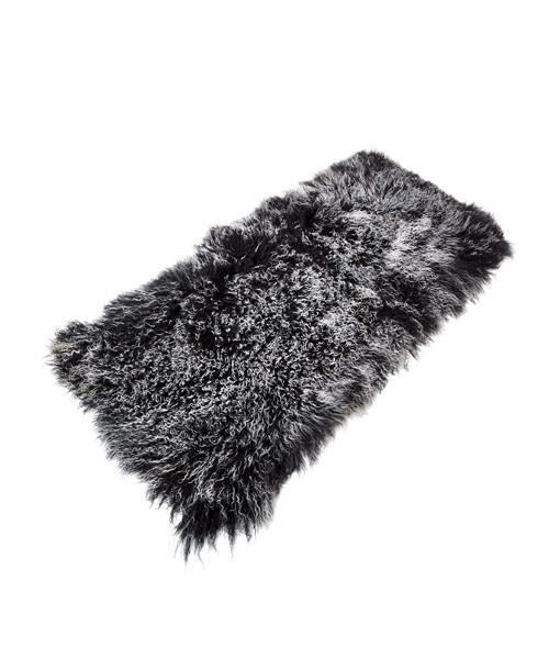 Tibetan Sheepskin Rug Black with White Tips - Engel Worldwide