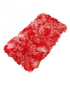 Tibetan Sheepskin Rug Red with White Tips - Engel Worldwide