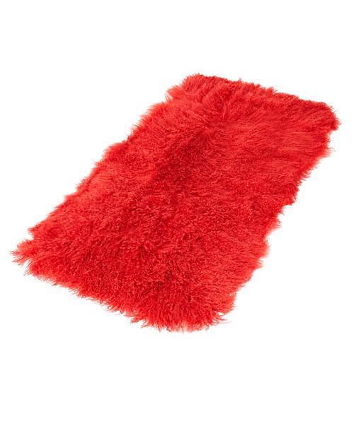 Tibetan Sheepskin Rug Scarlet