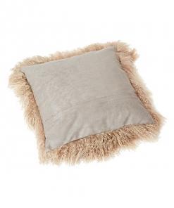 Bottom Tibetan Lambskin Pillow Cover Beige with White Tips - Engel Worldwide