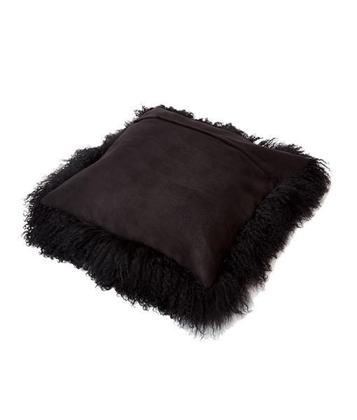 Bottom Tibetan Lambskin Pillow Cover Black - Engel Worldwide