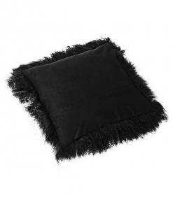 Bottom Tibetan Lambskin Pillow Black with White Tips - Engel Worldwide