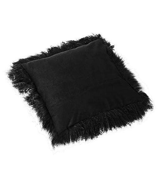 Bottom Tibetan Lambskin Pillow Black with White Tips - Engel Worldwide