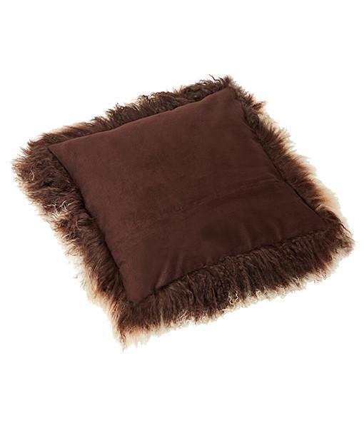 Bottom Tibetan Lambskin Pillow Brown with Tan Tips - Engel Worldwide