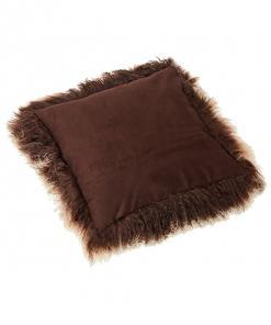 Bottom Tibetan Lambskin Pillow Brown with White Tips - Engel Worldwide
