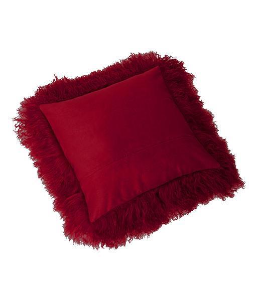 Bottom Tibetan Lambskin Pillow Cover Burgundy - Engel Worldwide