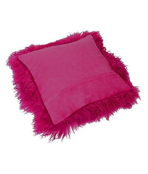 Back Tibetan Lambskin Pillow Fuchsia - Engel Worldwide