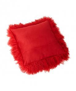 Bottom Tibetan Lambskin Pillow Cover Red - Engel Worldwide