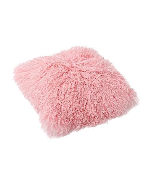 Top Tibetan Lambskin Pillow Cover Rose Pink - Engel Worldwide