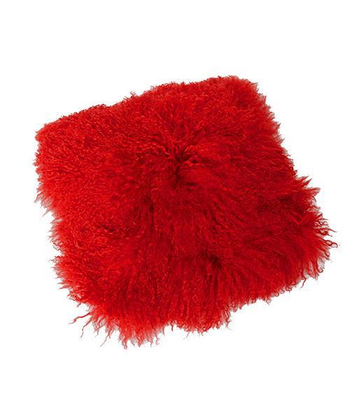 Top Tibetan Lambskin Pillow Scarlet - Engel Worldwide