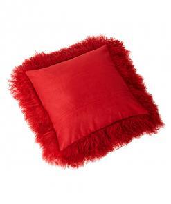 Bottom Tibetan Lambskin Pillow Cover Scarlet - Engel Worldwide