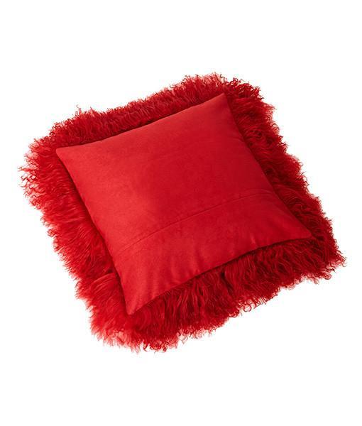 Bottom Tibetan Lambskin Pillow Cover Scarlet - Engel Worldwide