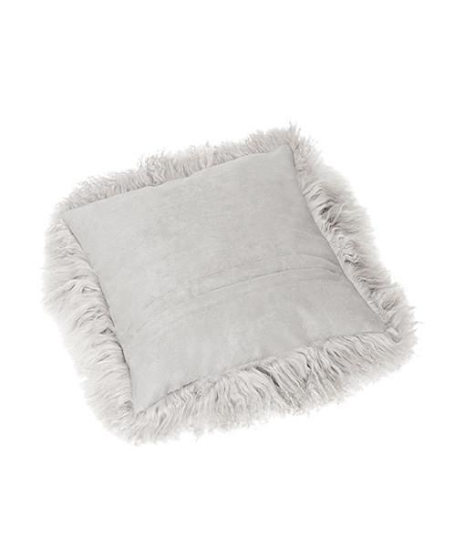 Bottom Tibetan Lambskin Pillow Silver with White Tips - Engel Worldwide