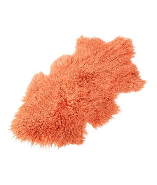 Tibetan Lambskin Pelt Rug Nectarine Orange