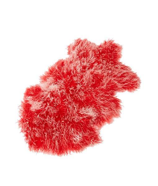 Tibetan Lambskin Pelt Red with White Tips