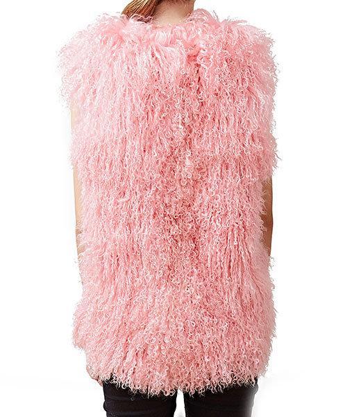 Back Tibetan Lambskin Vest Rose Pink - Engel Worldwide