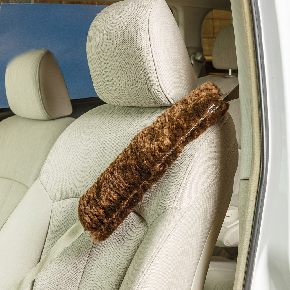 Sheepskin Seat Belt Shoulder Strap Cover - 2 Pack