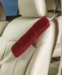 Sheepskin Seat Belt Shoulder Strap Covers Burgundy