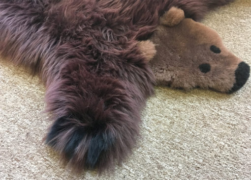 Grizzly Bear Sheepskin Rug Face and Claw